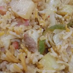 A picture of Coconut milk curry and vegetables rice.