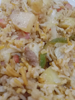 A picture of Coconut milk curry and vegetables rice.