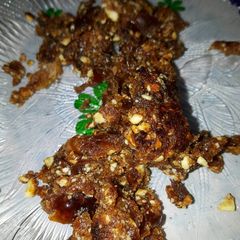 A picture of Fried Almond Dates.