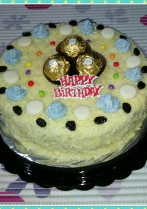 Foto resep Simple B'day Cake (Brownketem + Cheese Topping)