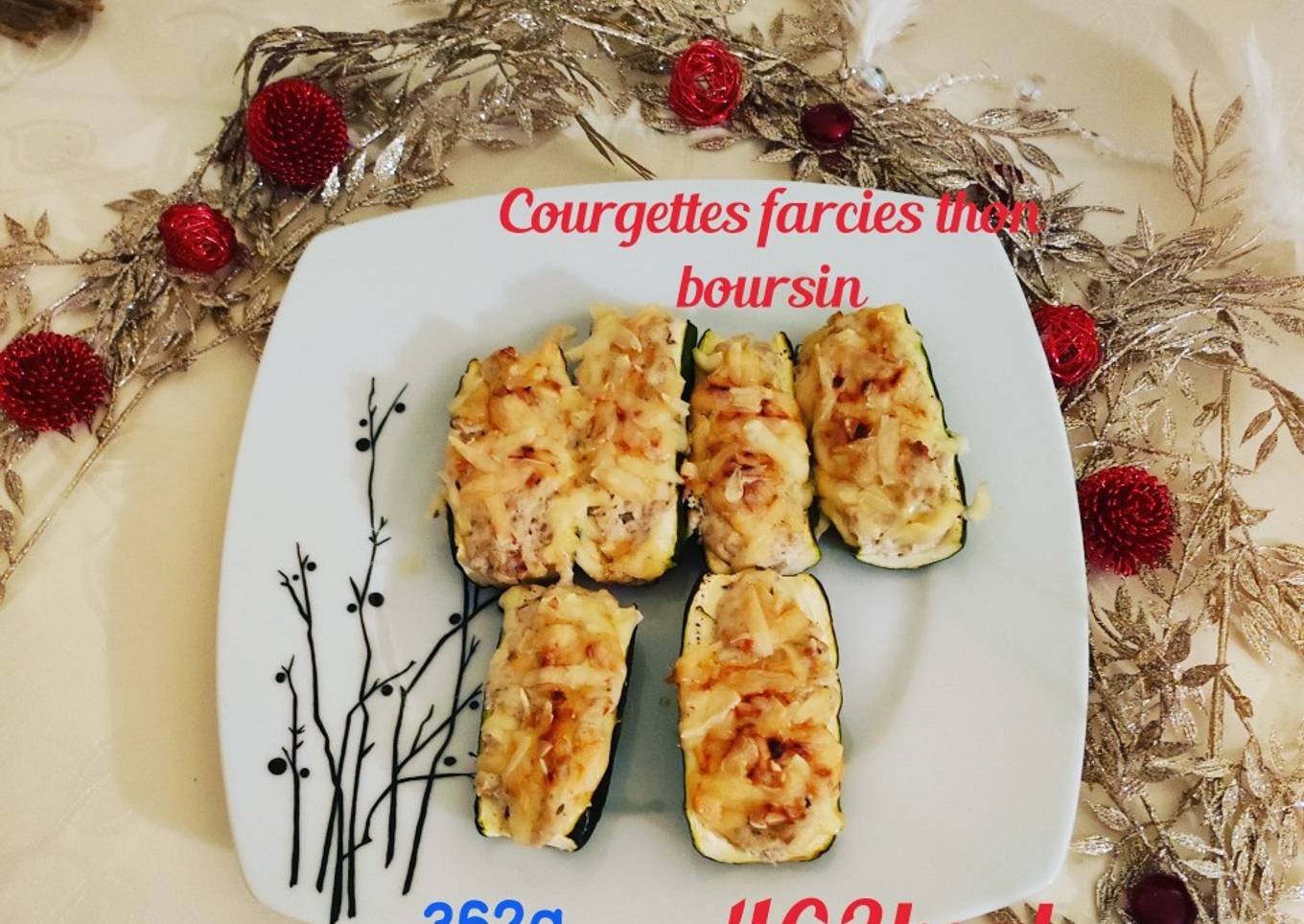 Courgettes farcies thon et boursin