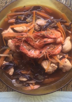Foto resep Udang dan Ayam Lada Hitam