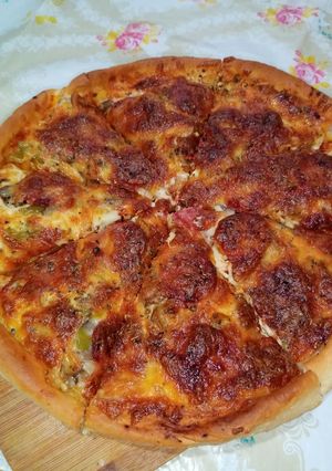 عکسی از دستور پیتزا مرغ و قارچ