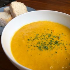 A picture of Vegetable soup, mainly carrot 🥕.