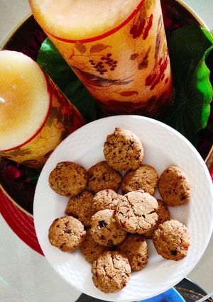 A picture of Peanut Butter and Choco Chip cookies.