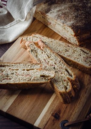 A picture of Alpine Style Cheese & Bacon Bread With Sage 🍞.