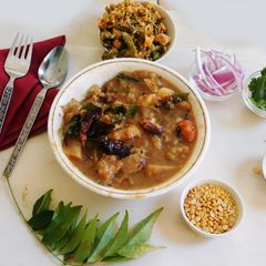A picture of Aromatic nutritious Sambar with Kohlrabi.