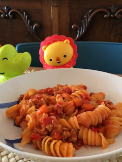 Una foto de Pasta con chorizo para niños (light)