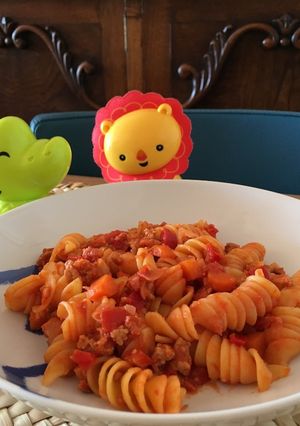 Una foto de Pasta con chorizo para niños (light)