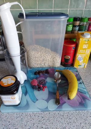 A picture of Jack's chocolate protein smoothie (vegan)🍫🥛.