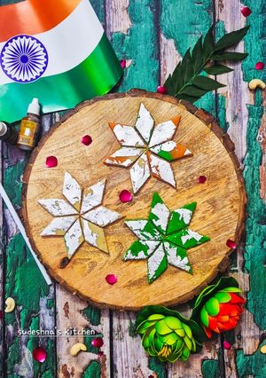 A picture of Tiranga Kaaju Burfi.