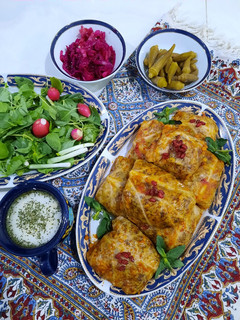 عکسی از دستور دلمه کلم با لوبیا چشم بلبلی