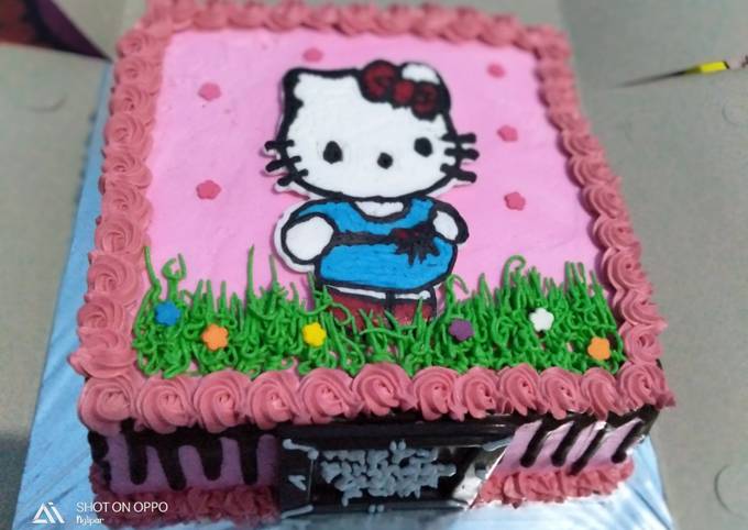 Cake ultah Hello Kitty - cookandrecipe.com