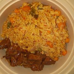 A picture of Jealof rice with pp meat.