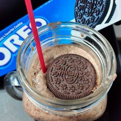 A picture of Oreo milkshake without ice-cream.
