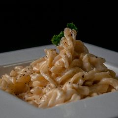 A picture of Half and Half  Cheese Pasta.