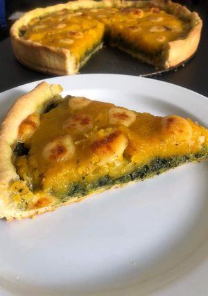 Una foto de Tarta de espinaca, calabaza y queso gratinado. 🥧