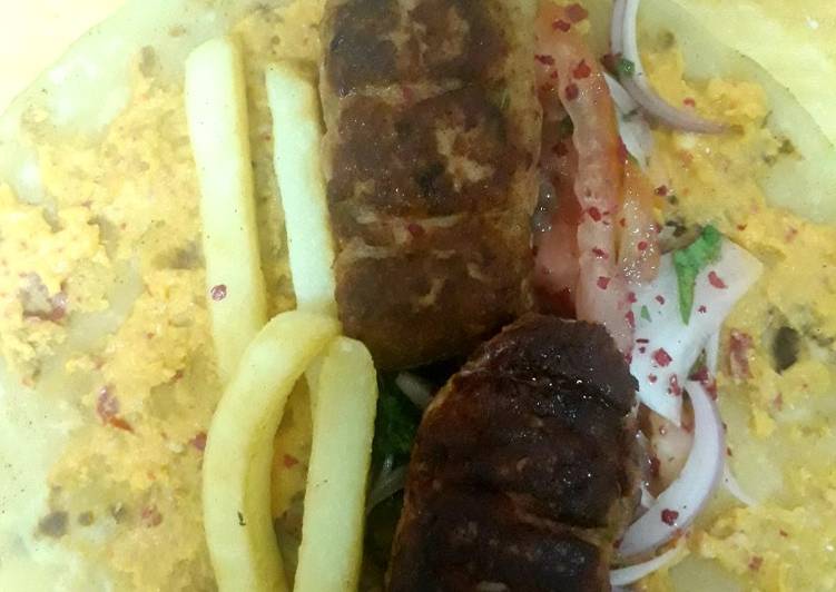 Simple Way to Make Super Quick Homemade Turkey kebab with hummus roll