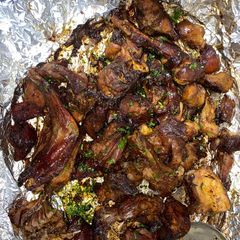 A picture of Oven baked Rabbit meat.