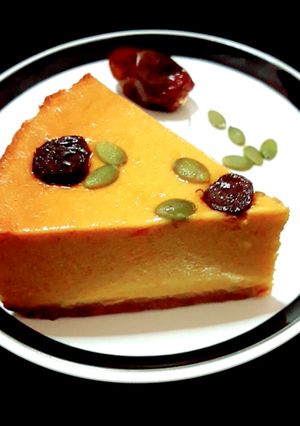 A picture of Pumpkin Cheesecake (Healthy Recipe with Low Sugar, No Added Sugar).