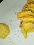 Strogonoff de pollo y arroz pilaw