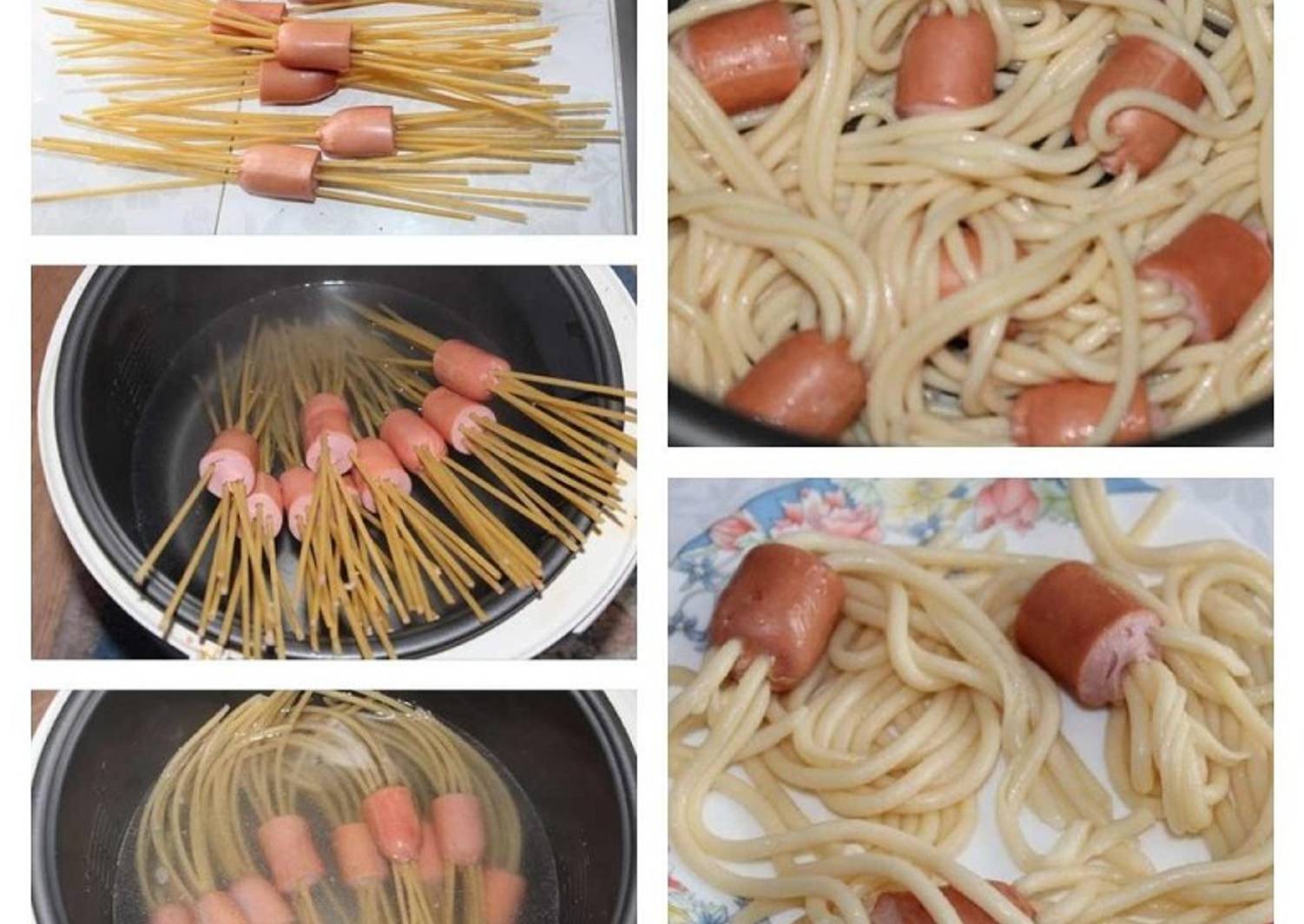 Сосиски с спагетти рецепт с фото