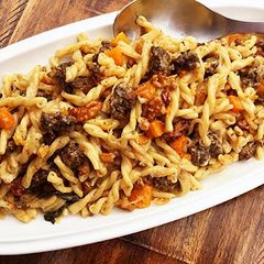 A picture of Fullblood Wagyu Sweet Italian Sausage Pasta with Butternut Squash.