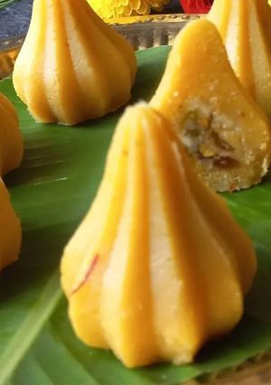 A picture of Stuffed Mawa Modak (Khoya Modak).