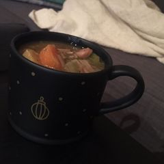 A picture of Hearty Vegan "Chicken" Soup.