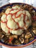« Cerveau » de chou fleur d Halloween et ratatouille aux champignons