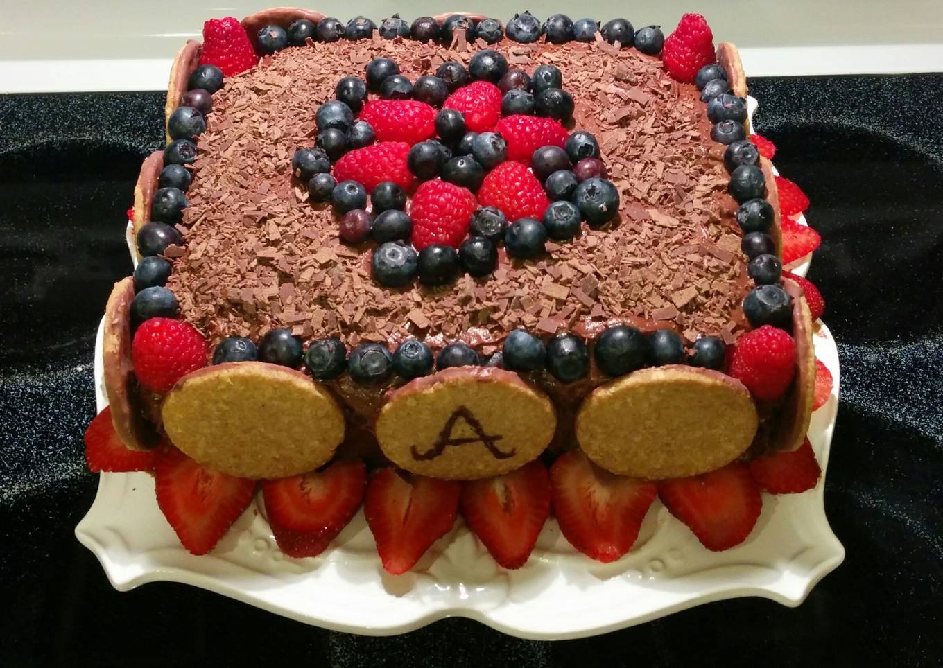 Vanilla/Rum Cake with Whipped Chocolate Ganache