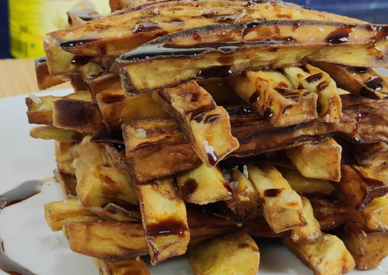 Torre de berenjenas fritas con miel de caña deliciosas 🍆