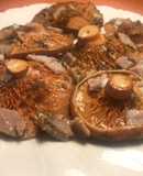 Setas con ajo y mojama