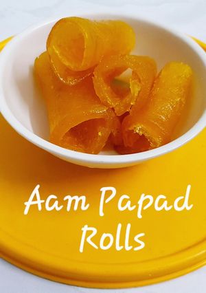 A picture of Aam Papad Mango leather rolls Mango candy.