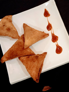 A picture of Bbq Samosas with a twist.