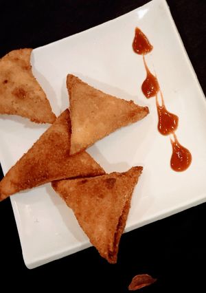 A picture of Bbq Samosas with a twist.