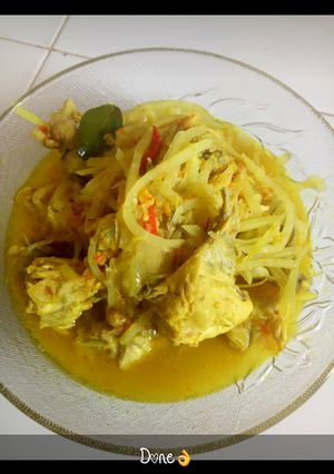 Foto resep Ayam kari pedas campur kates/pepaya muda