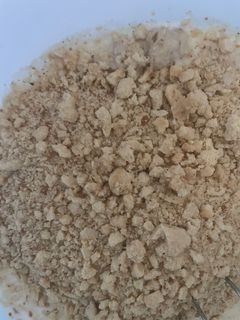 A picture of Left over bun breadcrumbs.