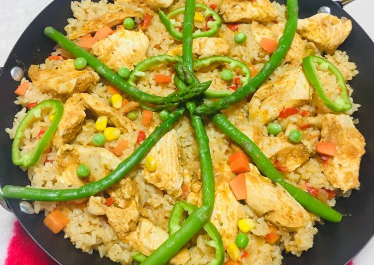 Paella con Pechuga y vegetales!