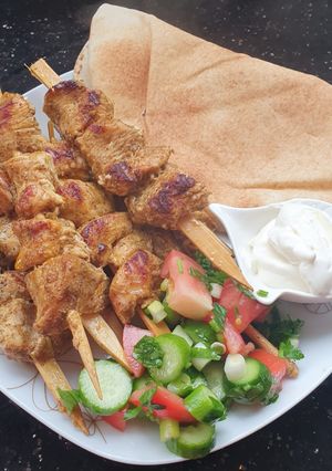 A picture of Chicken Kebab with Shawarma Spices.