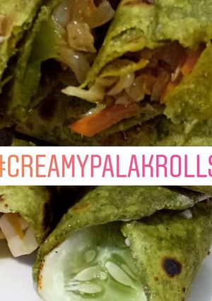 A picture of Creamy palak rolls # starters # post 4th.