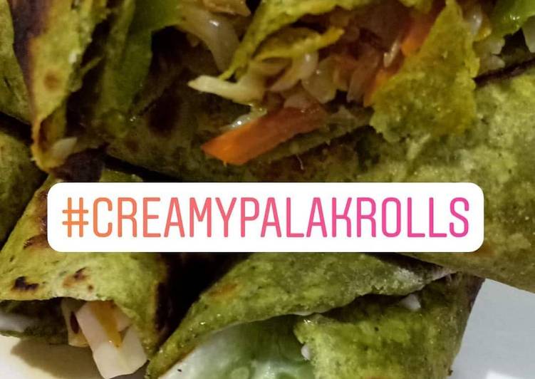 The Simple and Healthy Creamy palak rolls # starters # post 4th