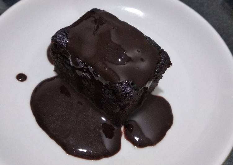 Moist steamed choco cake with ganache