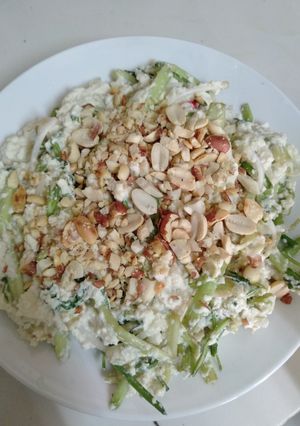 Hình của món Đậu phụ bóp cần chay.