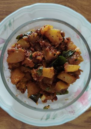 A picture of Yellow pumpkin Fenugreek seeds sprouts subji.