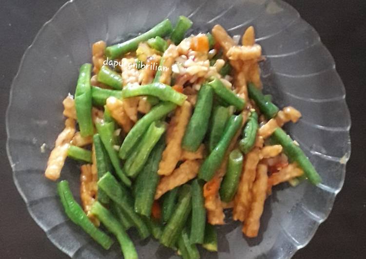 Tumis kacang panjang mix tempe