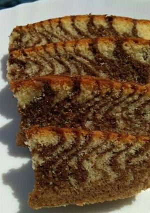 A picture of Eggless Zebra cake.