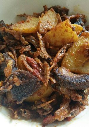Foto resep Balado teri daging with potato