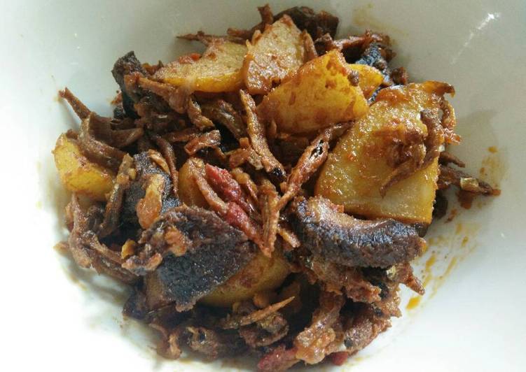 Balado teri daging with potato