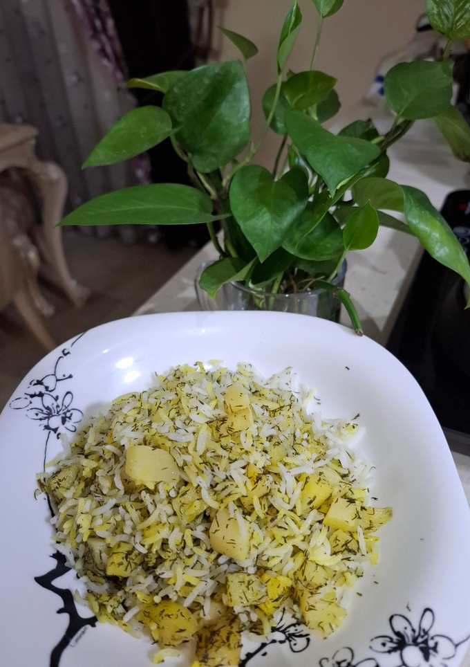 عکسی از دستور سیب‌زمینی پلو من درآوردی با اجازه اساتید